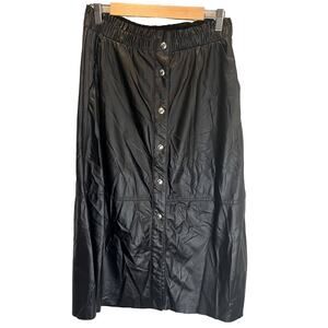 Blank NYC The Bond Black Faux Leather Button Down Midi Skirt - size 30